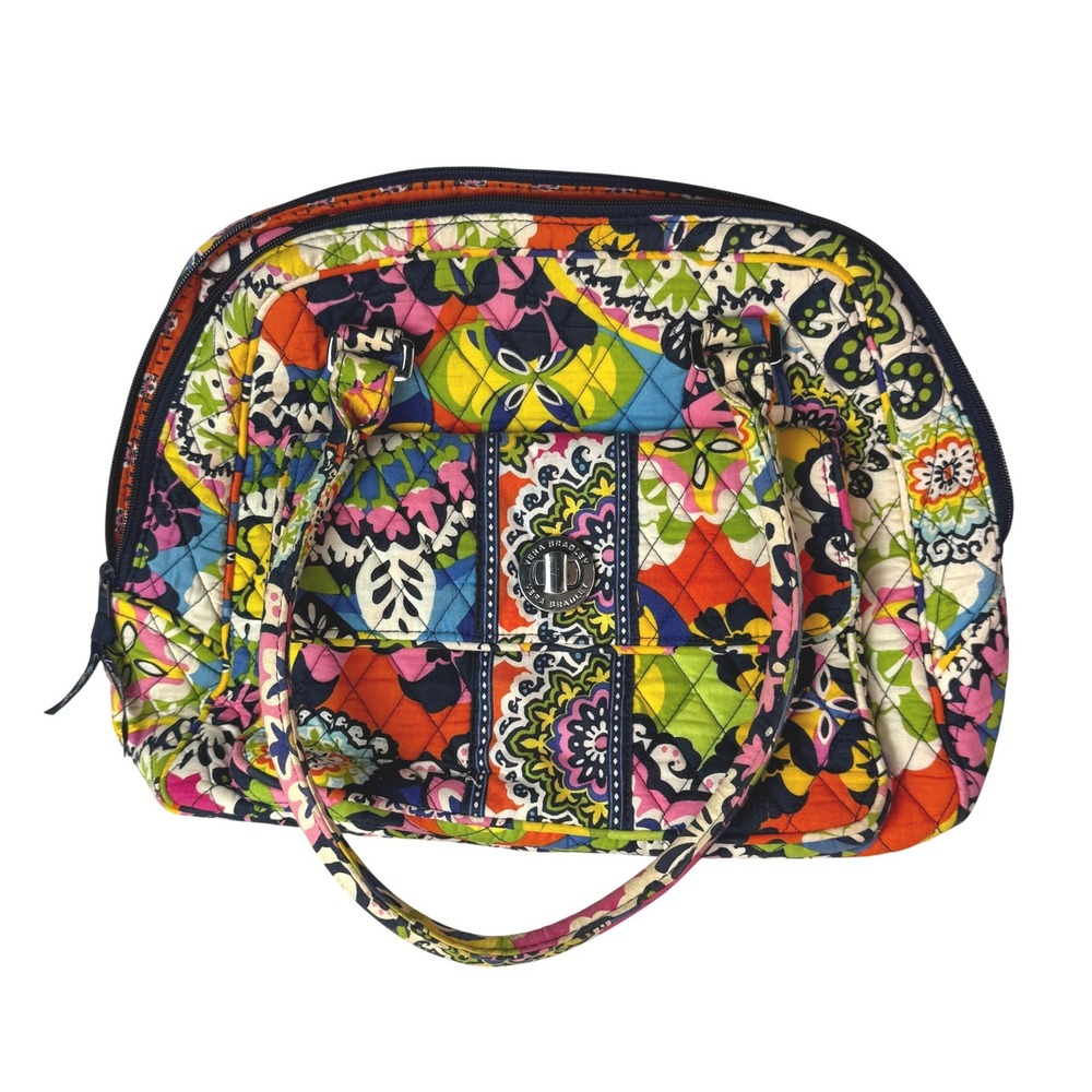 Vera Bradley Turnlock Satchel Rio Pattern Retired Quilted Cotton Floral Handbag